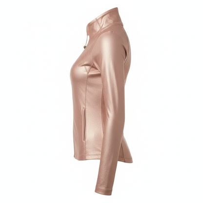 2025 Rose Gold Jacket Third Generation No Mesh Slim Fit Thin Sport Fitness Yoga Wear Stand Collar Outerwear for Women