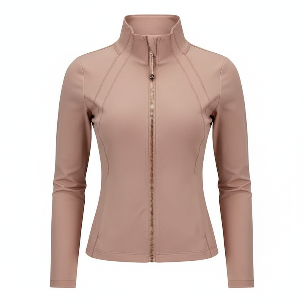 2025 Rose Gold Jacket Third Generation No Mesh Slim Fit Thin Sport Fitness Yoga Wear Stand Collar Outerwear for Women